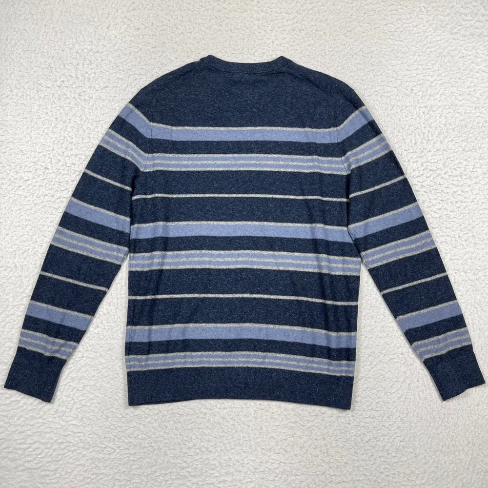Banana Republic Sweater Mens L Blue Silk Linen Striped Crewneck Preppy Coastal